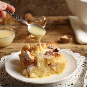 Holiday Bread Pudding with Whiskey Cream Sauce